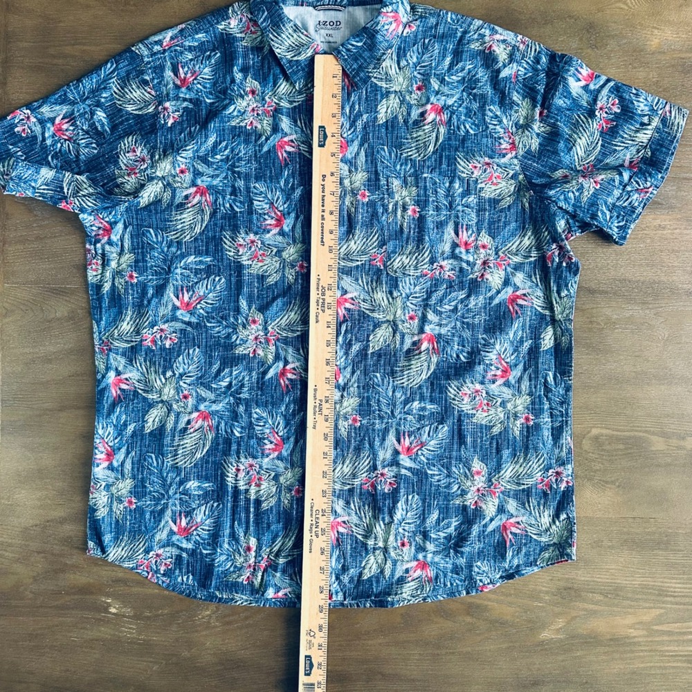 IZOD Saltwater Mens XXL‎ Blue Tropical Bird of Paradise Cotton Shirt 46IZSHB1ER - Picture 3 of 8